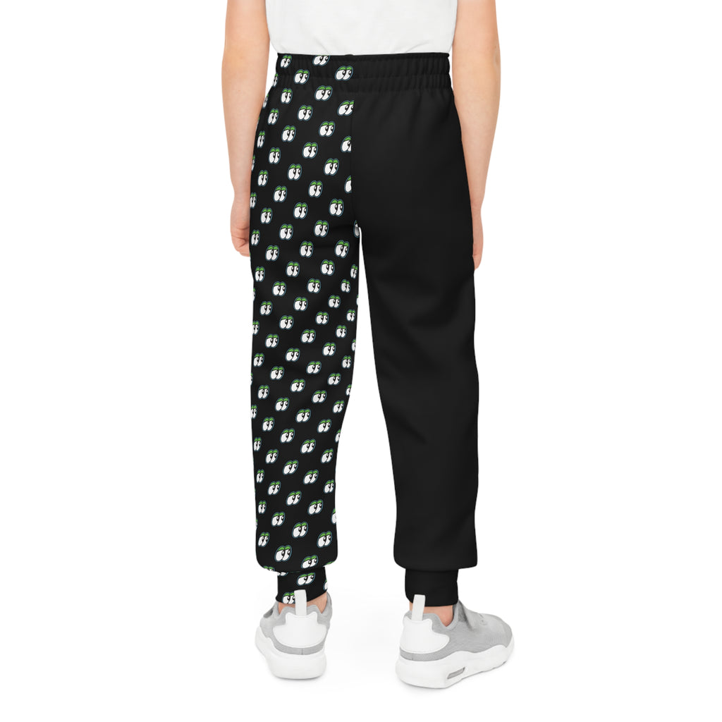 Youth Joggers - Half Black Repeating Lookouts Pattern All-Over Print