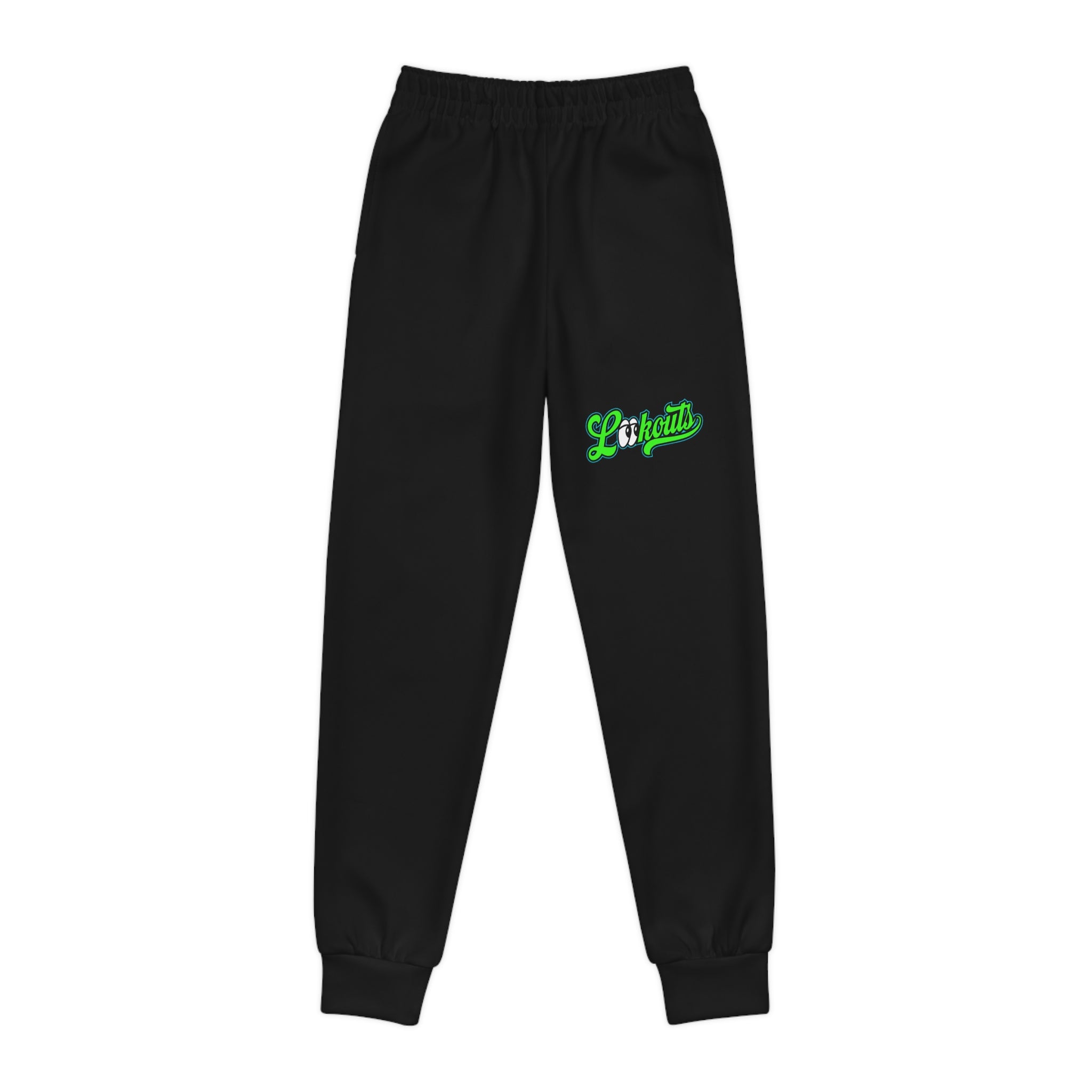 Youth Joggers — Black Kids Sweatpants with Lookouts Logo