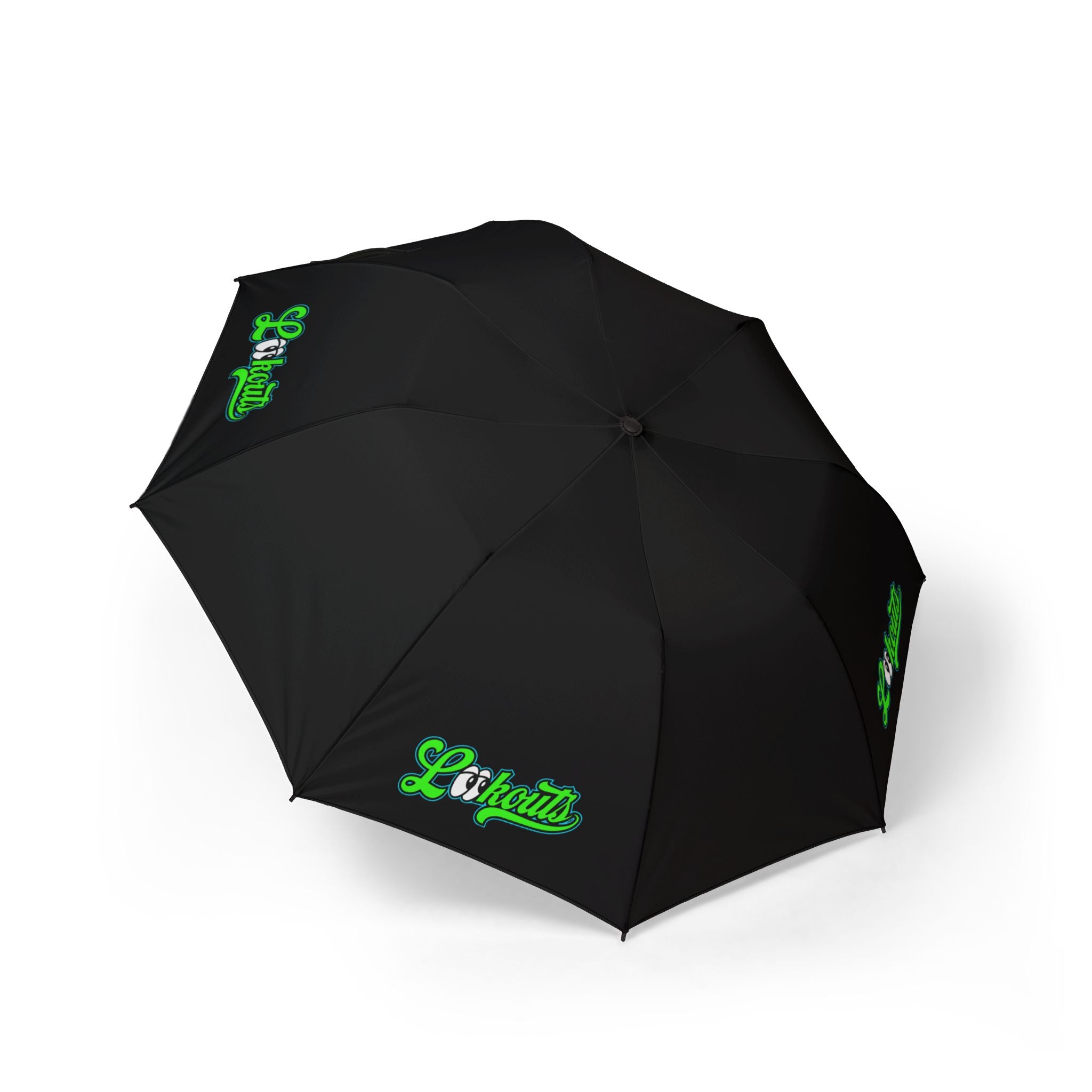 Compact Semi-Automatic Umbrella — Black Canopy w/ Lookouts Logo