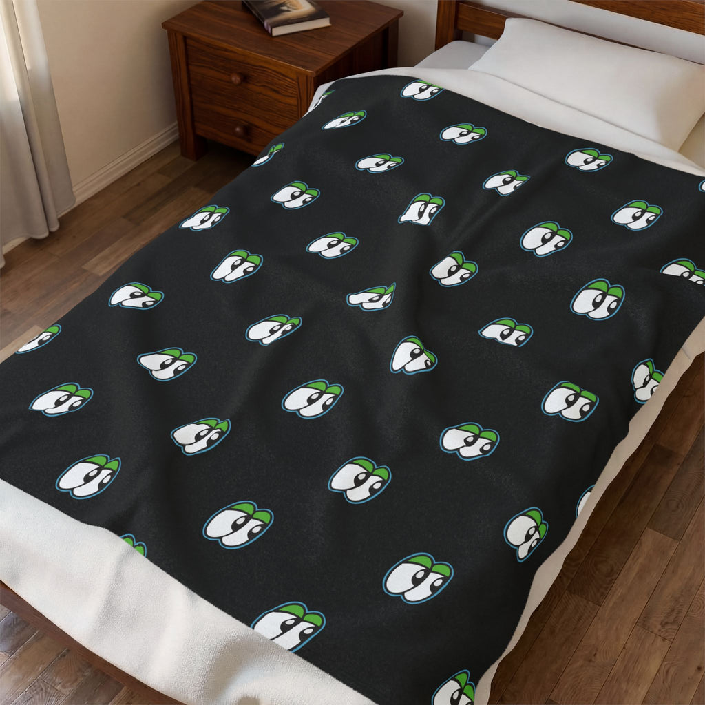 Plush Blanket — Black Lookouts Eyes Pattern Velveteen Throw