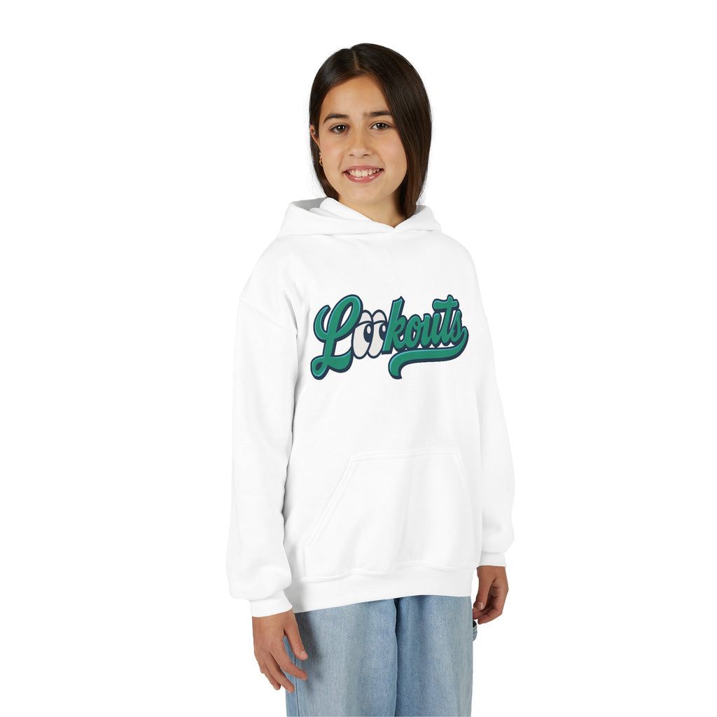 Lookouts Youth Hoodie — Vintage Script Logo Kids Pullover