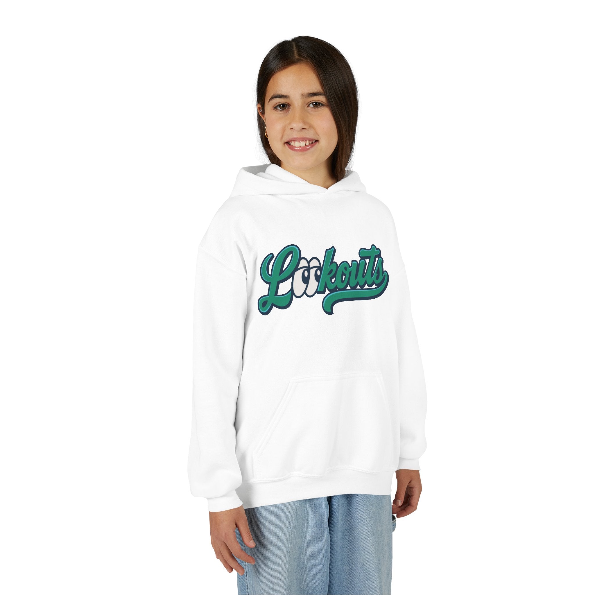 Lookouts Youth Hoodie — Vintage Script Logo Kids Pullover