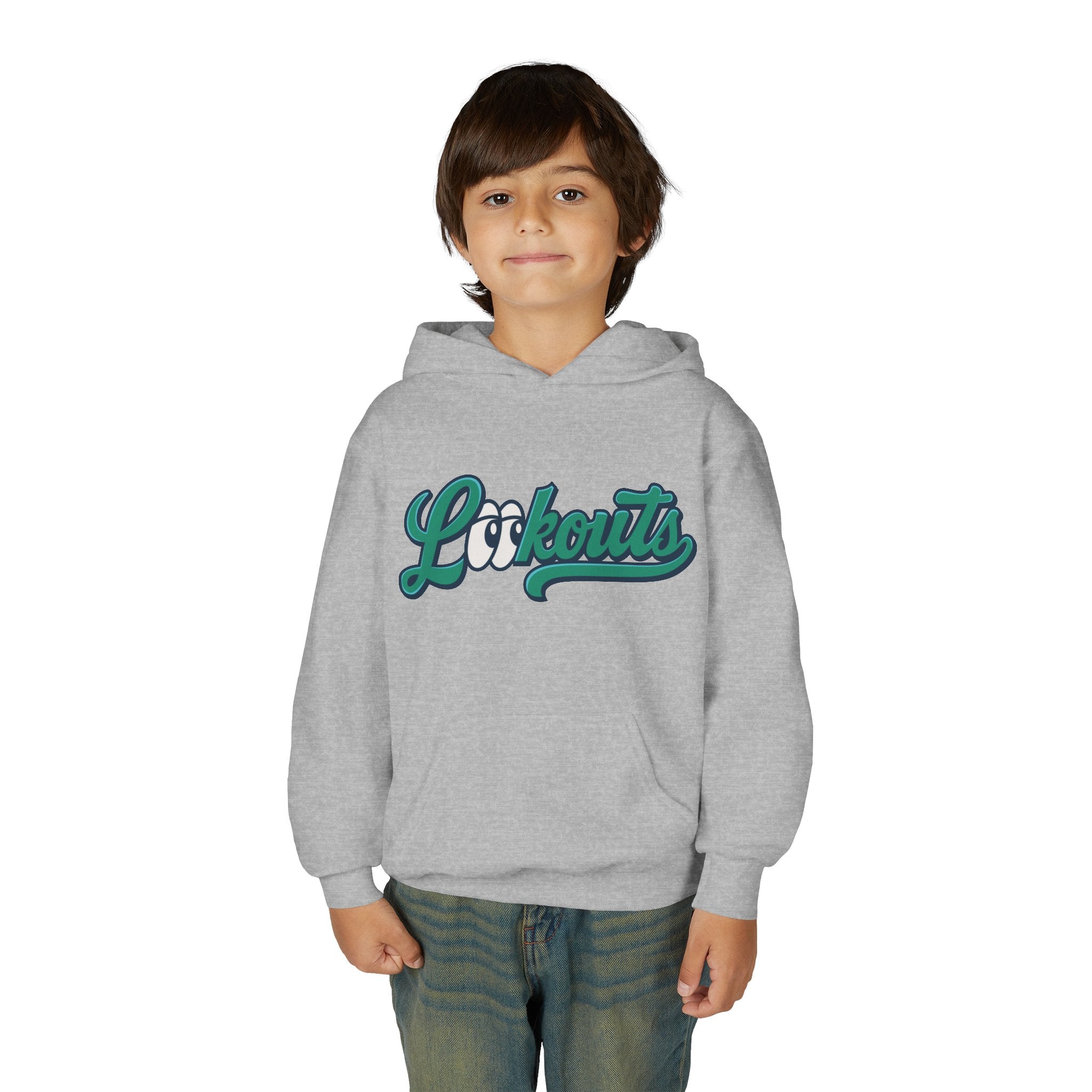 Lookouts Youth Hoodie — Vintage Script Logo Kids Pullover