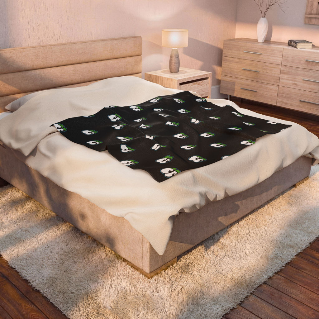Plush Blanket — Black Lookouts Eyes Pattern Velveteen Throw