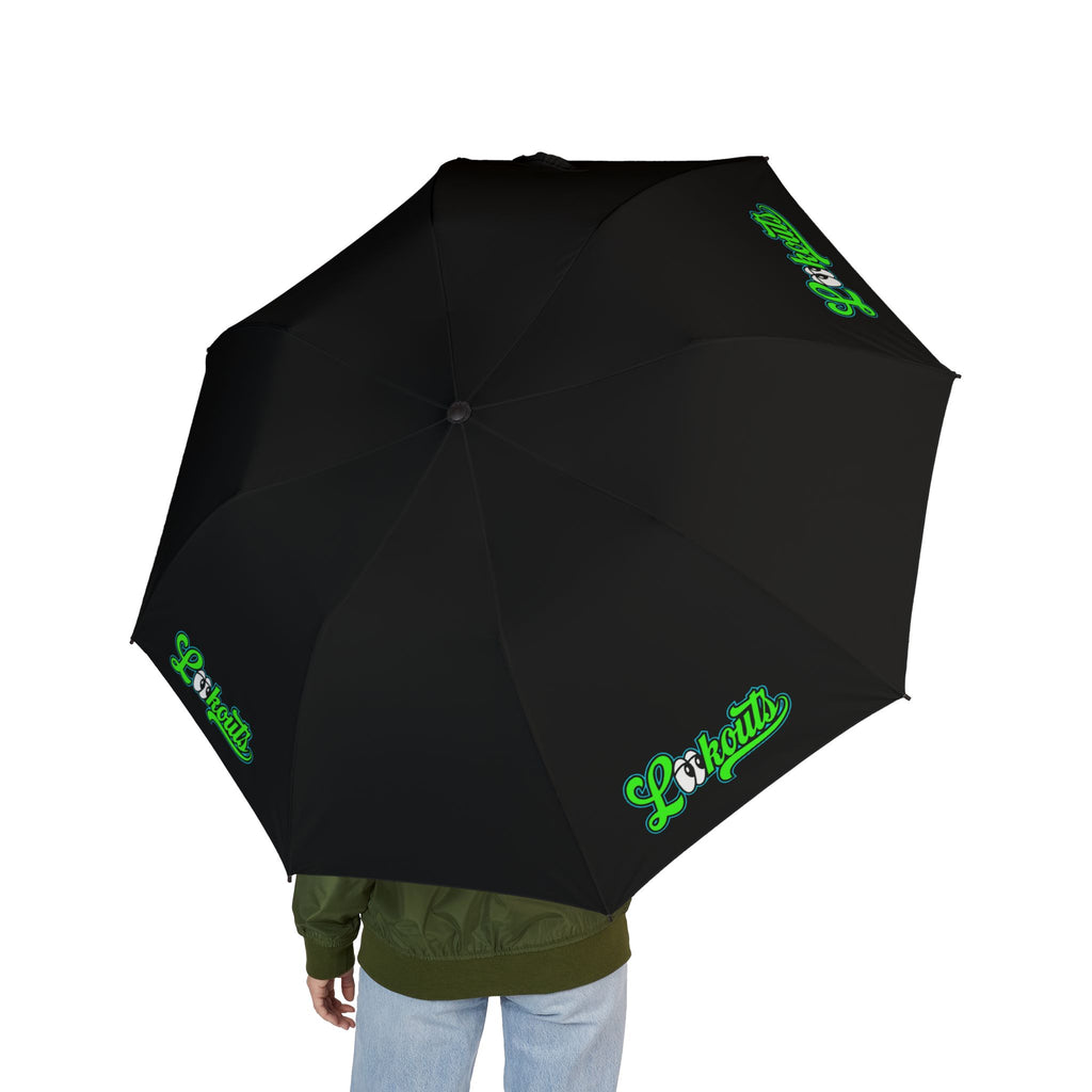 Compact Semi-Automatic Umbrella — Black Canopy w/ Lookouts Logo