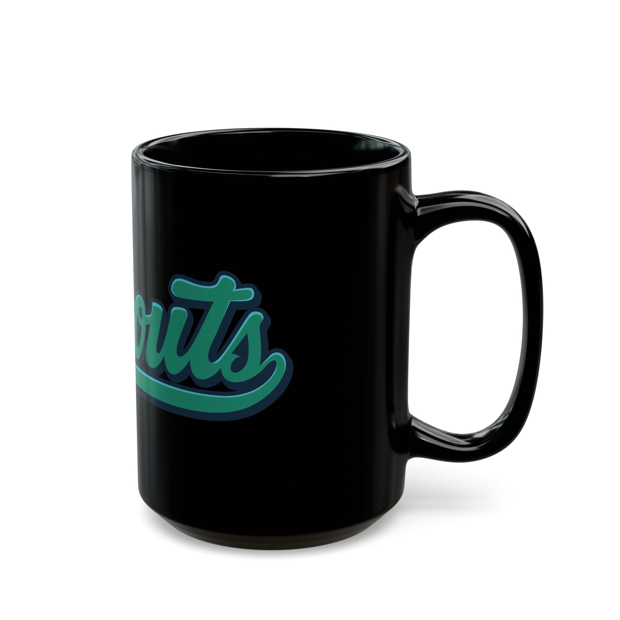 Lookouts Script Black Coffee Mug – Retro Ceramic Cup (11oz & 15oz)