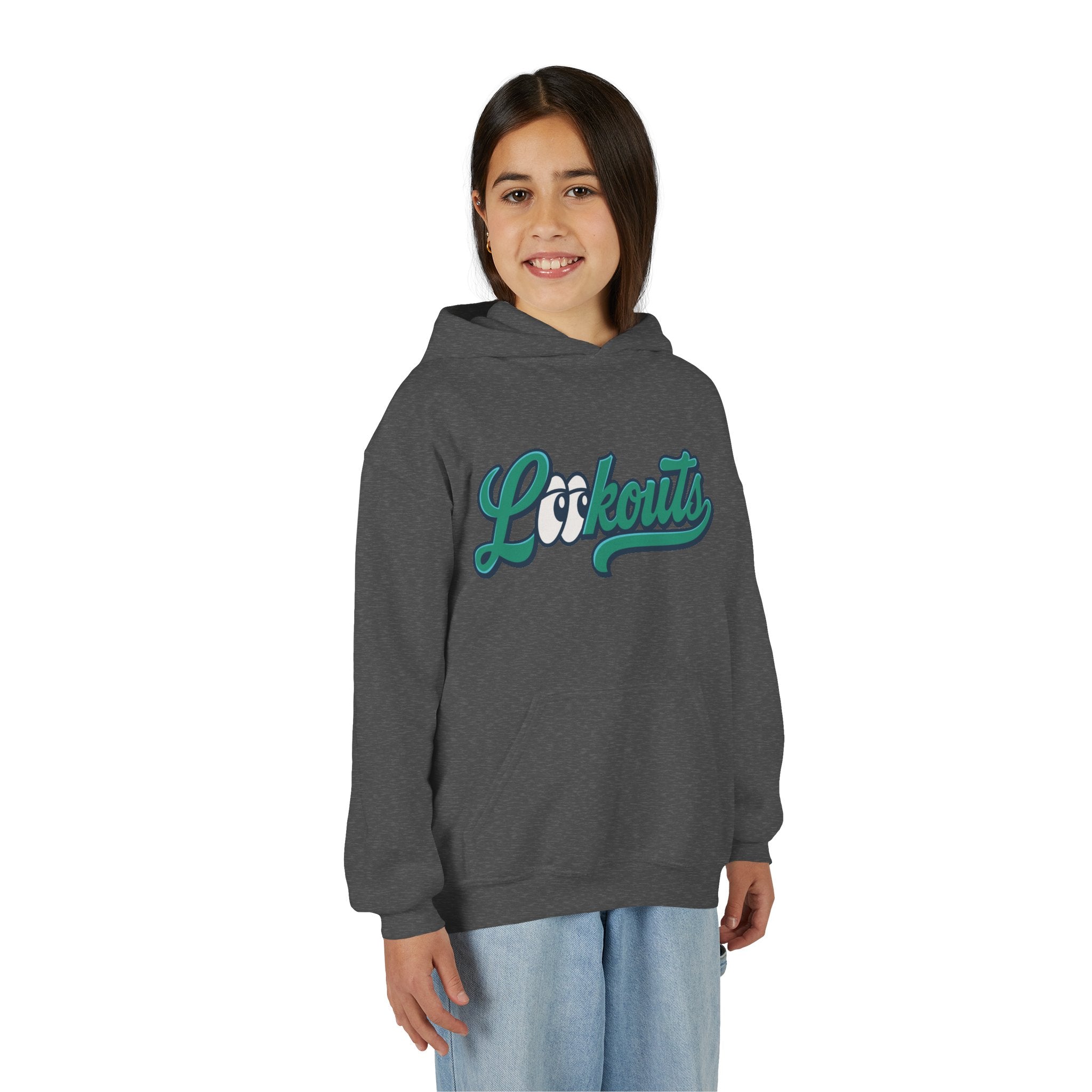 Lookouts Youth Hoodie — Vintage Script Logo Kids Pullover