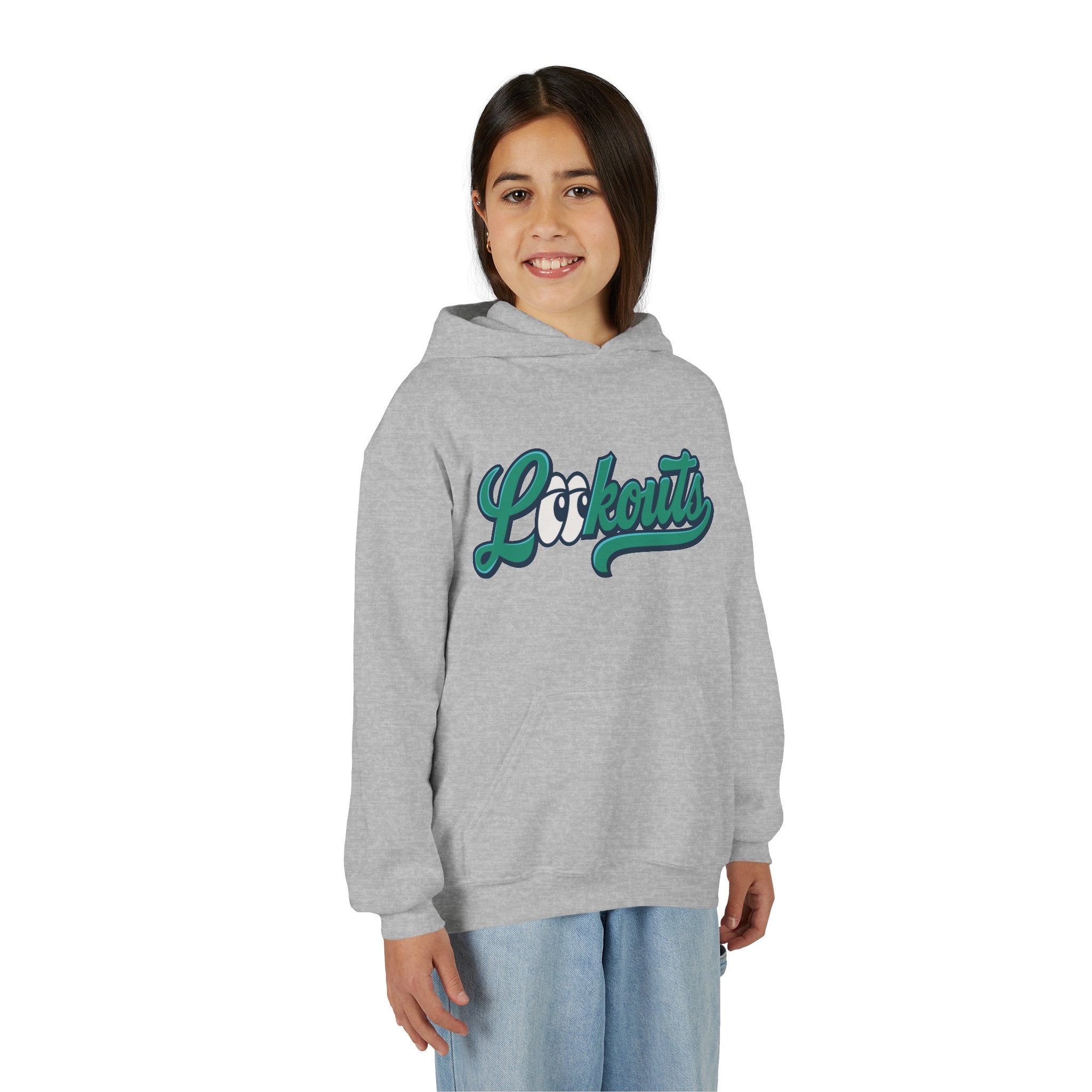 Lookouts Youth Hoodie — Vintage Script Logo Kids Pullover