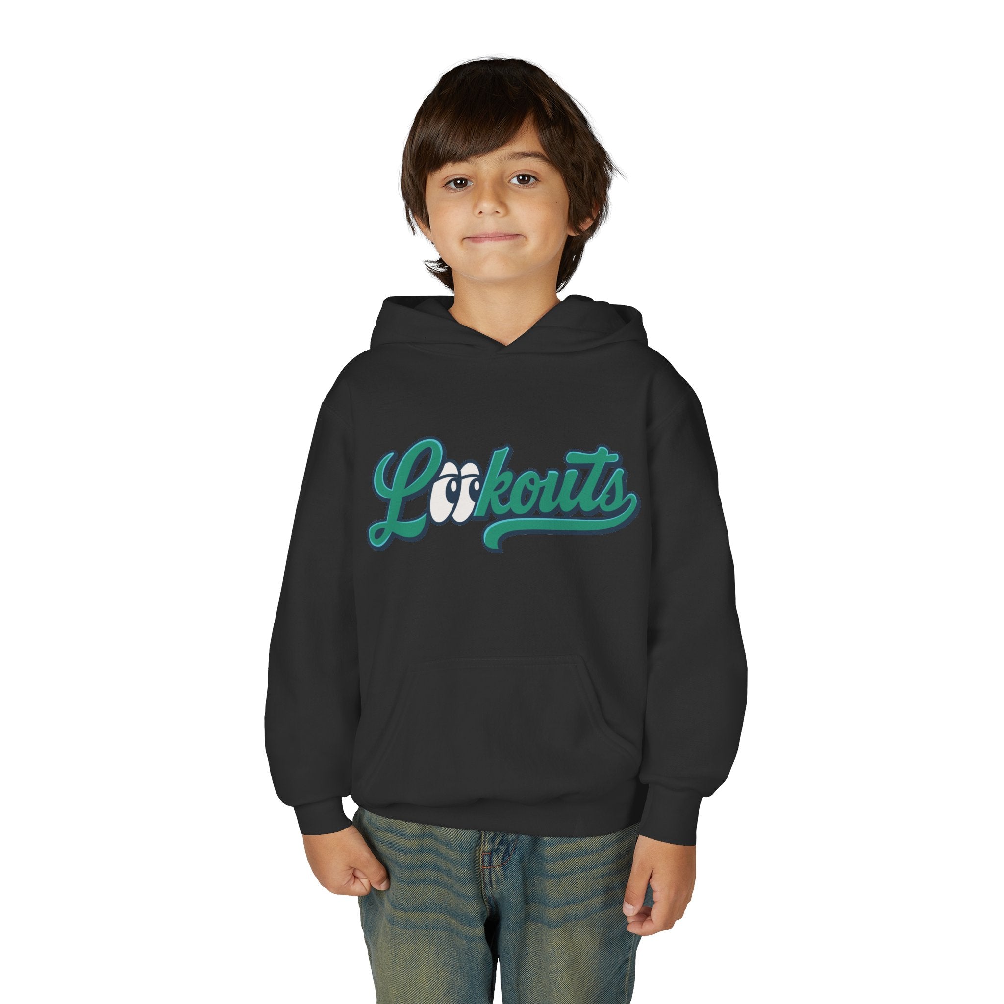 Lookouts Youth Hoodie — Vintage Script Logo Kids Pullover