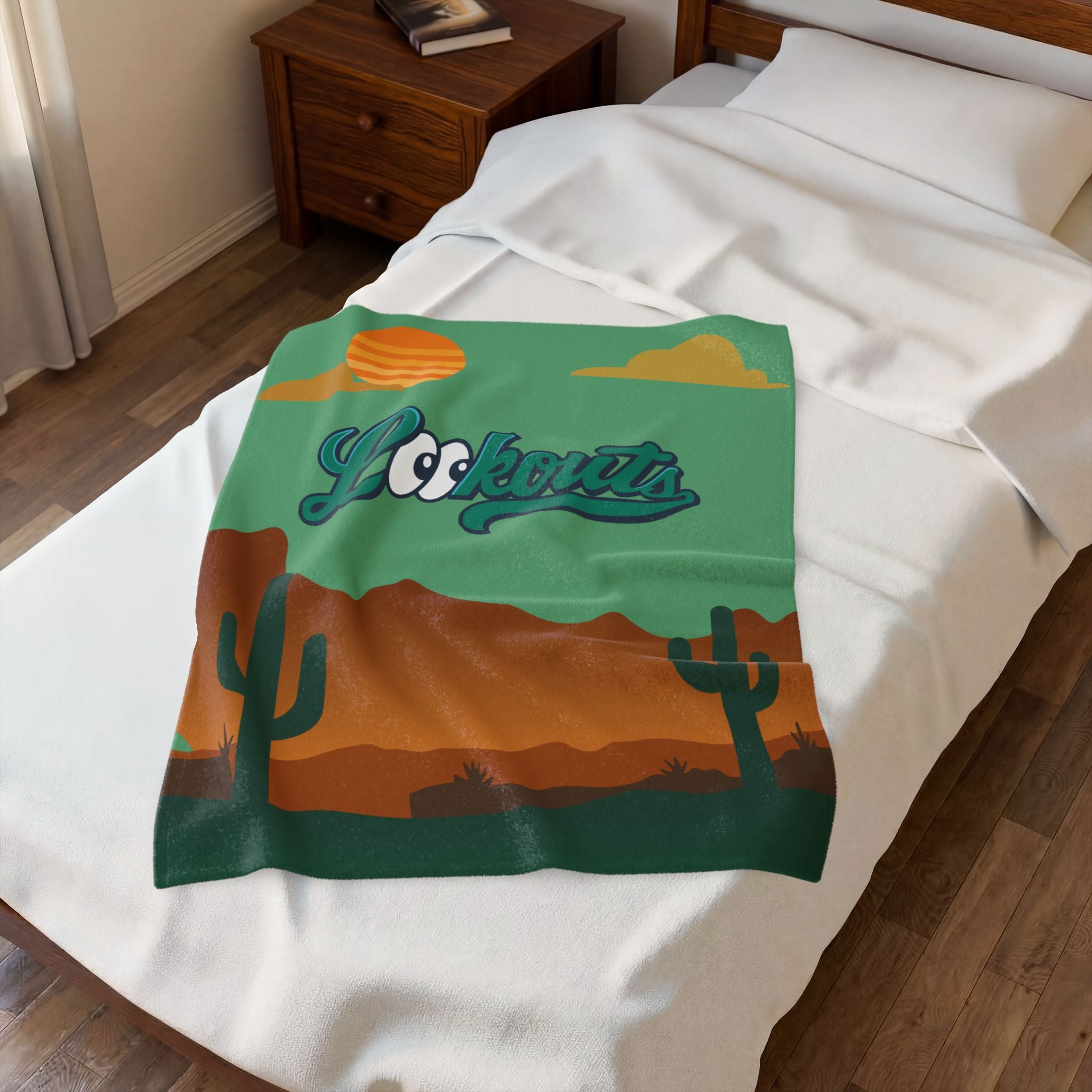 Personalized 'Lookouts' Desert Scene Velveteen Plush Blanket — Custom Player Name
