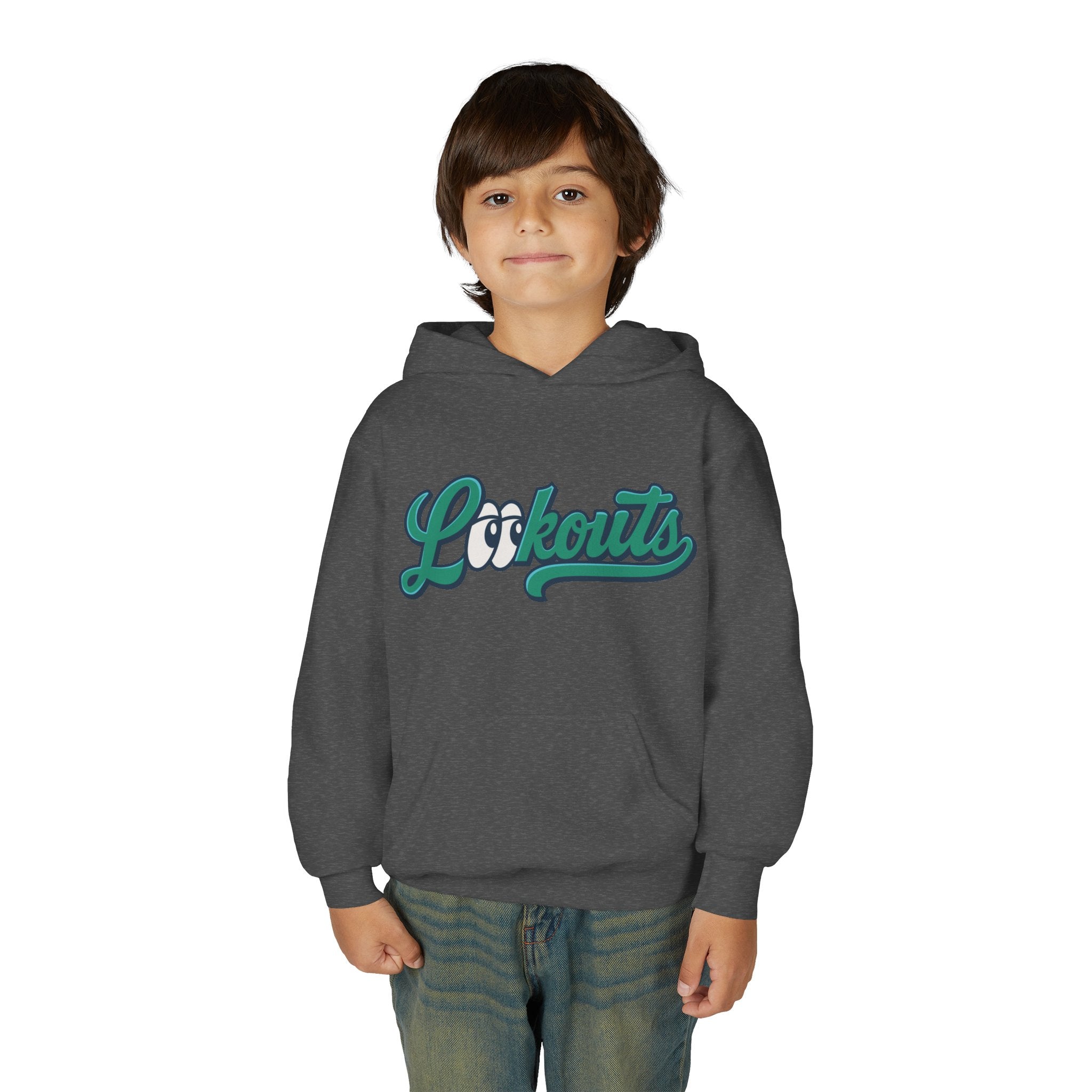 Lookouts Youth Hoodie — Vintage Script Logo Kids Pullover