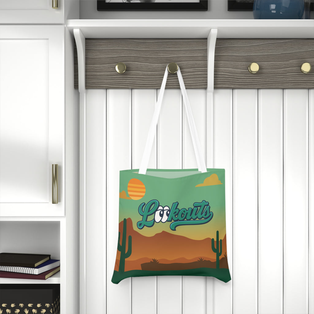 Lookouts Desert Sunset Tote Bag — Southwestern Cactus Shoulder Tote