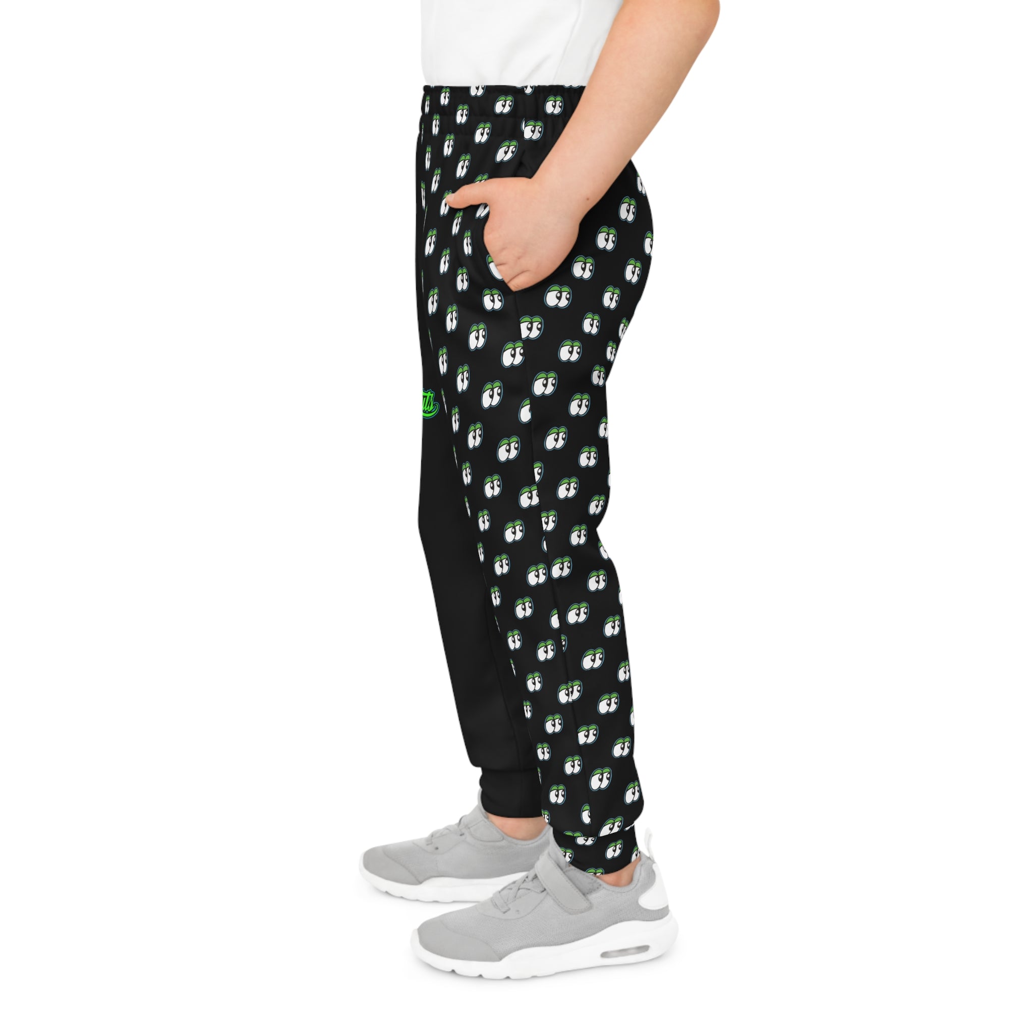 Youth Joggers - Half Black Repeating Lookouts Pattern All-Over Print
