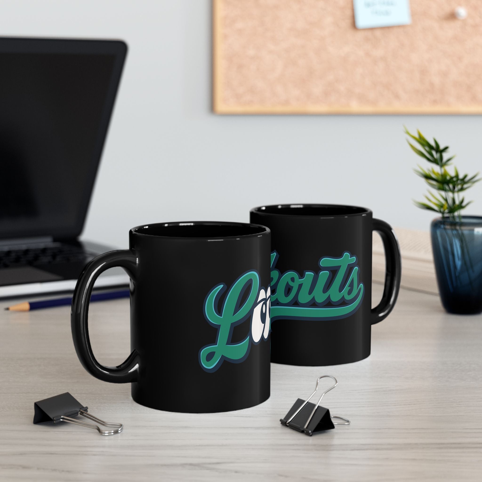 Lookouts Script Black Coffee Mug – Retro Ceramic Cup (11oz & 15oz)