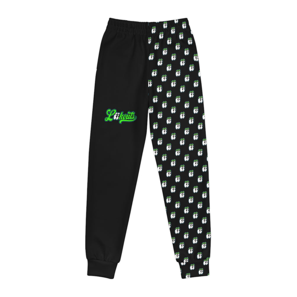 Youth Joggers - Half Black Repeating Lookouts Pattern All-Over Print