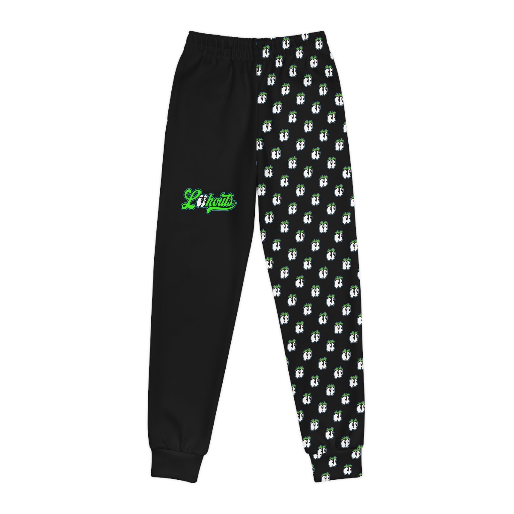Youth Joggers - Half Black Repeating Lookouts Pattern All-Over Print