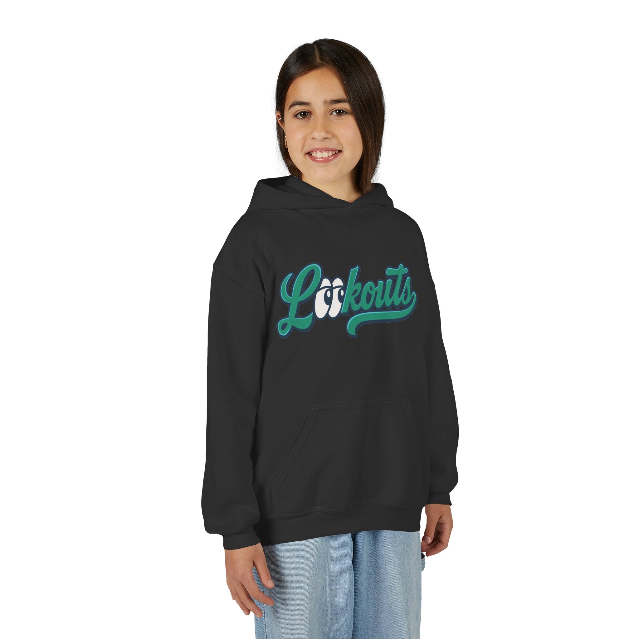 Lookouts Youth Hoodie — Vintage Script Logo Kids Pullover